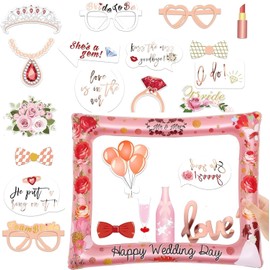 Bridal Shower Decorations Bride to Be Photo Booth Props Rose Gold Team Bride Photo Frame and Wedding Photo Booth Props Bachelorette Party Ideas Supplies for Women