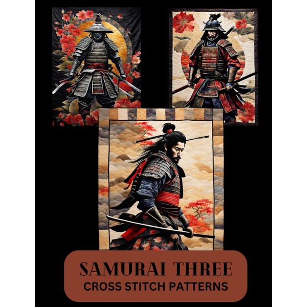 SAMURAI THREE CROSS STITCH PATTERNS