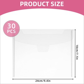 30 Pcs Clear Stamp & Die Plastic Storage Bag, 9.4x7.1 Inches Resealable Large Envelope Pocket for Card Making DIY Scrapbooking Paper Craft and Cutting Dies Stencil