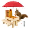 MIXXIDEA Squirrel Feeder Table with Umbrella, Wooden Squirrel Picnic Table