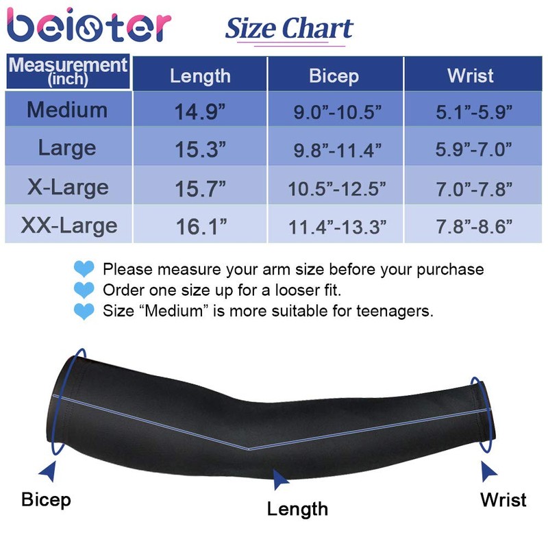 Beister, UPF 50+, protección UV y solar, mangas de compresión