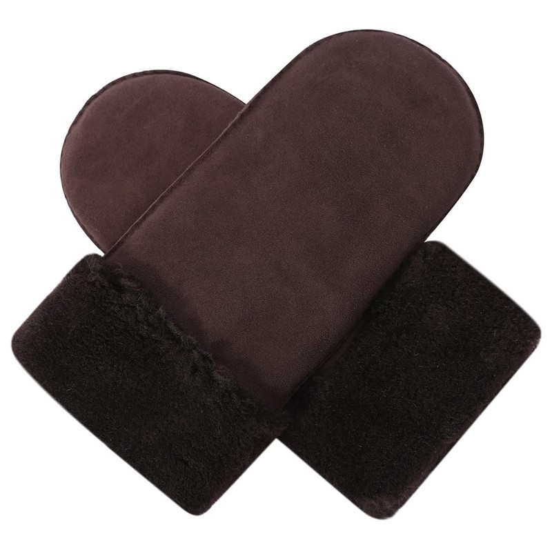 Harssidanzar Winter Mitten Gloves,Mens Sheepskin Shearling Heated Warm Furry Cuff