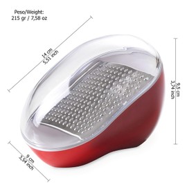 Omada Design 5,91 inch Grater with Removable Blade, White Inside and Colored Outside, Trendy Line, Red