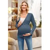 OUGES Womens Maternity Shirts Nursing Tops Fall Long Sleeve Wrap