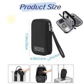 Travel Cable Organiser Bag,Portable Electronics Travel Organizer with Double Layer Design,Storage Bag for Organizing Cables, Wires, Chargers, Cell Phones and Headphones While Traveling
