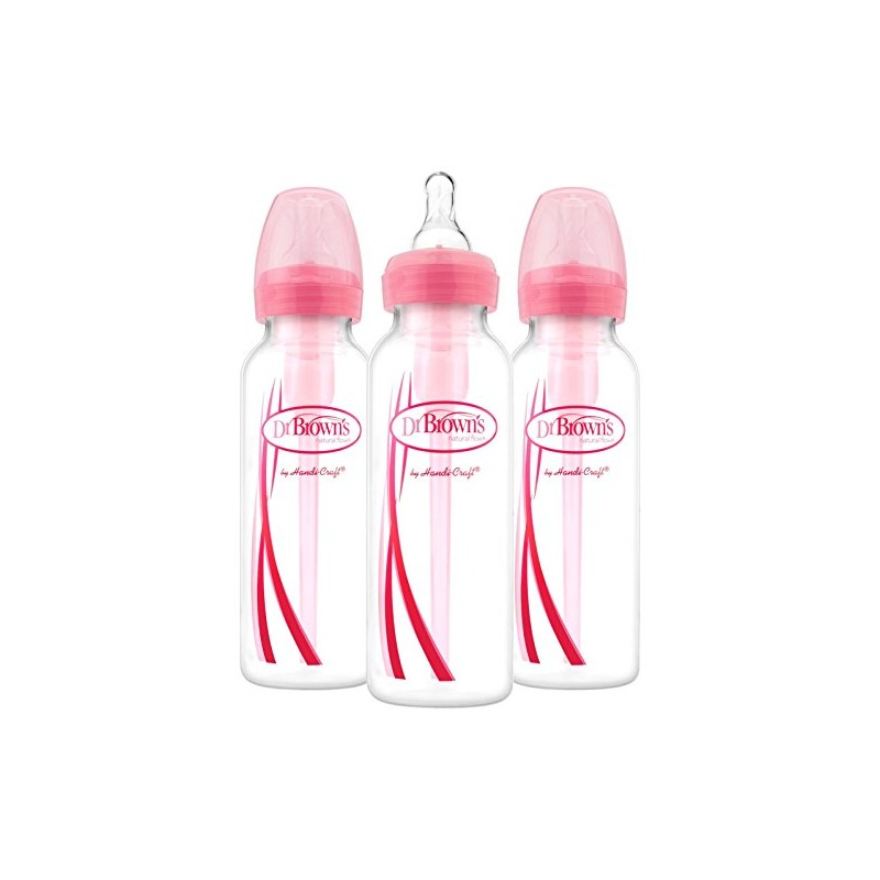 Dr. Brown's Options Narrow Bottles, 3 Pack, 8 ounce, Pink