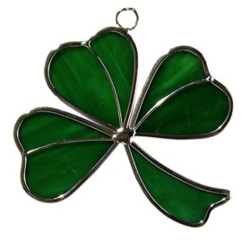 Stained Glass Shamrock Suncatcher - Made from Real Stained Glass Approx 3 inch x 3 inch