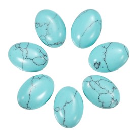 MECCANIXITY Flat Oval Stone,Oval Cabochons Stones 14mm x 10mm Natural Stone Cabochons for Jewelry Making DIY Photo Frame Home Decor (Pack of 7, Turquoise)