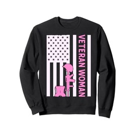 American Veteran Woman Flag Retired Military Mom Grandma Sweatshirt