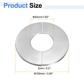 HARFINGTON 2pcs Wall Split Flange 1.65" (42mm) Stainless Steel Round Self-Adhesive Split Flange Pipe Cover Clip-on Escutcheon Collar for Floor Ceiling Bathroom Kitchen Toilet