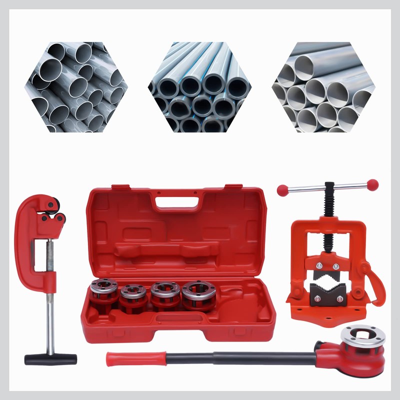 Pipe Threader Ratchet Type with 5 Dies Set, Pipe Cutter