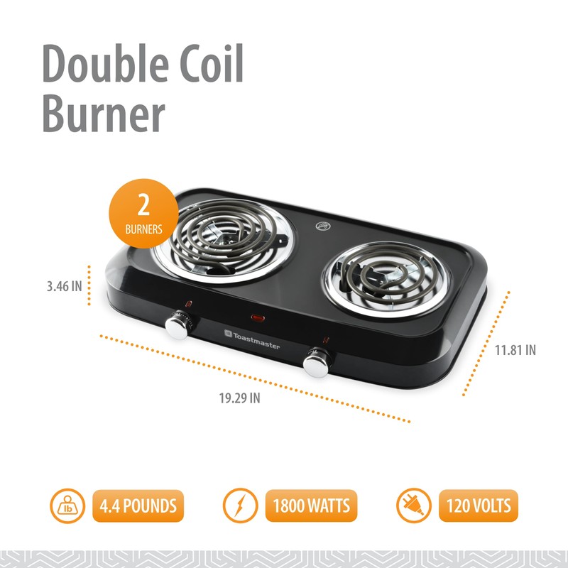 Toastmaster Double Coil Burner, Black, TM-35DB