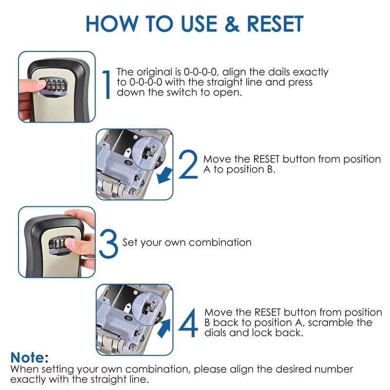 GIVERARE Key Lock Box, 4-Digit Combination Lockbox Aluminum Alloy, Metal