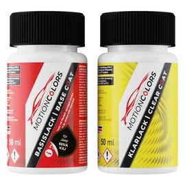 MOTIONCOLORS Diamond Black Crystal Pearl 685/A/KXJ für Jeep Autolack Lackstift Set Basislack und Klarlack je 50ml