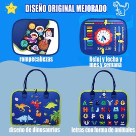 JAYLEN Busy Board Montessori de Tabla Sensorial de Desarrollo de Actividades Educativas para Habilidades Motoras Básicas Finas Juguetes de Viaje para Coche de Avión, Regalo