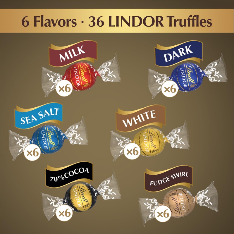 Lindt LINDOR Deluxe Assorted Chocolate Candy Truffles Gift Box, 15.2