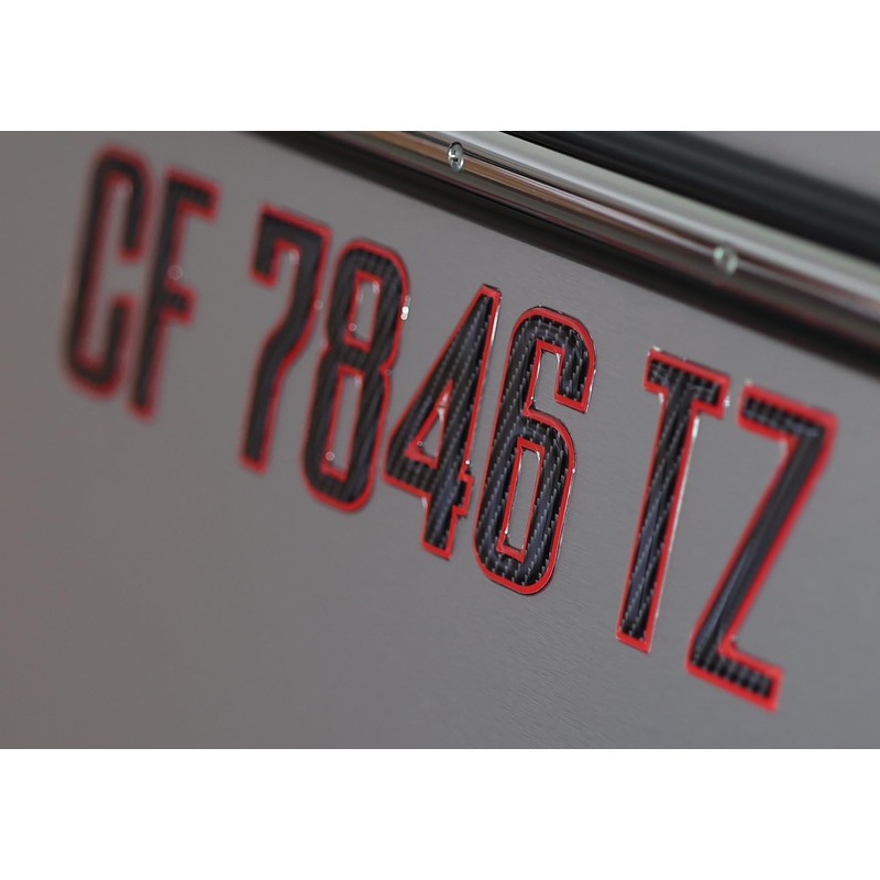 Boat Registration Stickers - Domed Carbon Fiber Numbers with Red