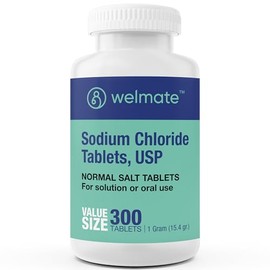 WELMATE - Sodium Chloride (Salt) Tablets - 1000 mg per Tablet - Maintains Hydration & Electrolyte Balance - 300 Count - 15.4 g Total Salt Content - Tablet Form