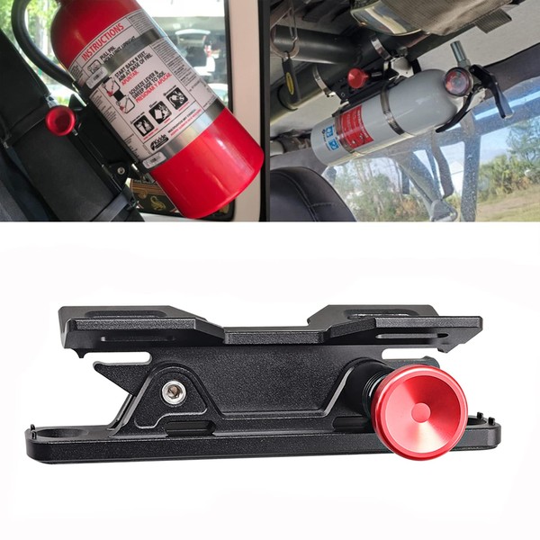 Samman Fire Extinguisher Mount Bracket, Aluminum UTV Quick Release Fire Extinguisher Holder Compatible with Jeep Wrangler JK Polaris Ranger Cam-Am X3