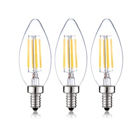 SHUWDKAR 12 Volt LED Candelabra Bulbs E12 Light Bulb 40 Watt Replacement Soft White 3000K, Low Voltage 12V 24V Candelabra Light Bulbs for RV, 3 Pack