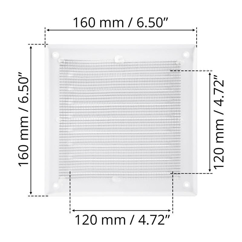 HVAC OV 5 x 5 Inch (Inner) White Stainless Steel