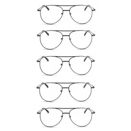 EYE ZOOM 5 Pairs Metal Frame Aviator Style Reading Glasses with Spring Hinge for Men Women (Gunmetal, Strength: +2.50)
