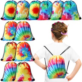 Shappy Tie Dye Party Favor Bags Drawstring Birthday Gift Bag Candy Goodie Treat Bag Colorful Snacks Bag(24 Pcs)