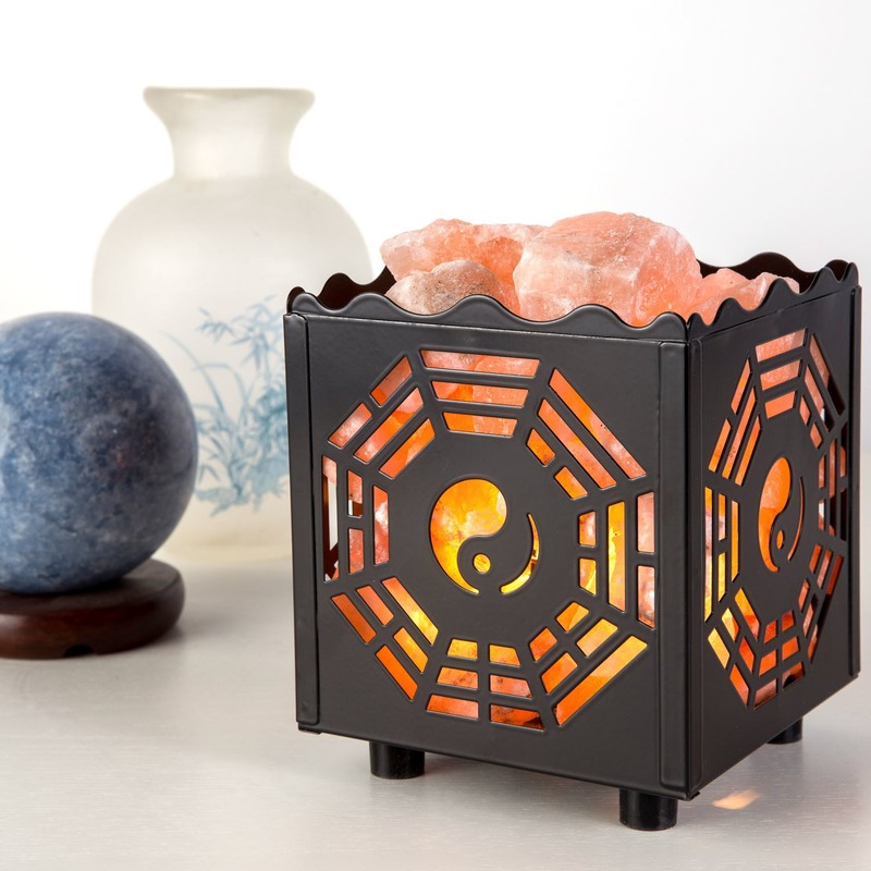 CRYSTAL DECOR Himalayan Pink Salt Lamp Basket & Dimmer Cord