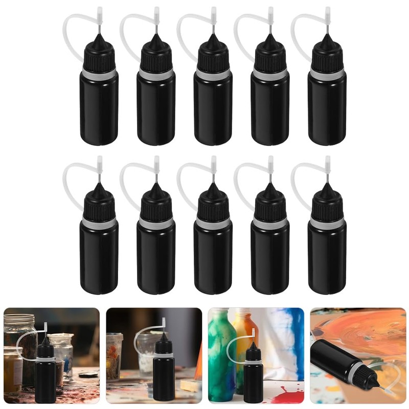 GLEAVI 10pcs Black Glue Bottle 30ml Squeeze Bottles Glue Applicator
