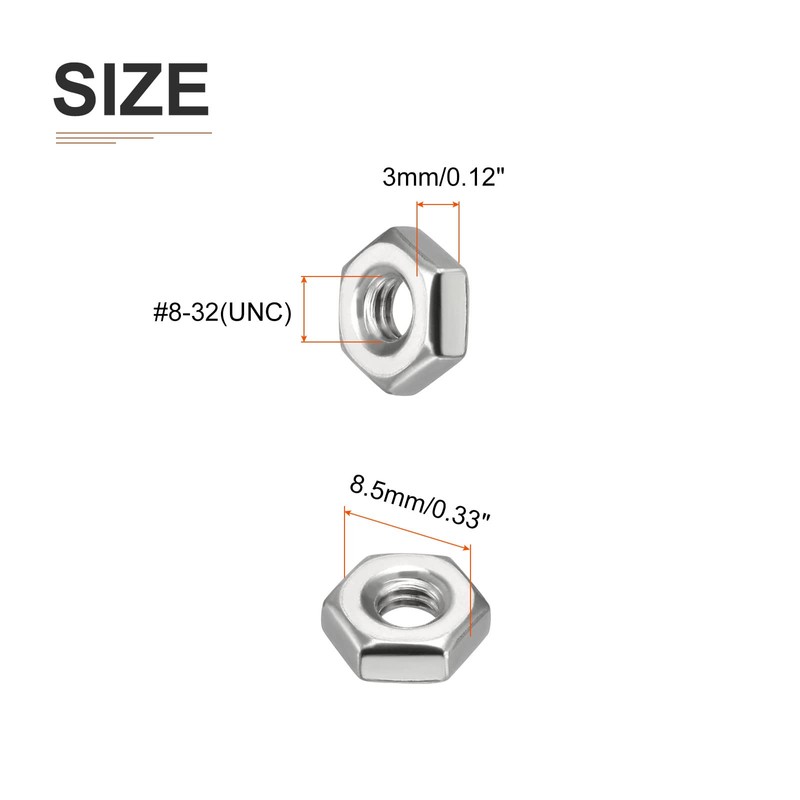 DTGN #8-32 UNC Hex Nuts - 100Pack - Good for