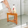 VaeFae Teak Shower Corner Bench, Wooden Foot Rest, Shower Bench