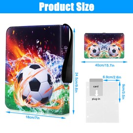 Kinfezlon Football Scrapbook, 50 Pages 400 Cards Capacity Scrapbook Football Cards, Trading Card Album with Zip and Handle Loop, Large Sports Cards Book, 3 Rings Cards Folder Binder