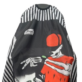 Gabri Professional Barber Cape Gown - Premium Hairdressing Cape for Hair Salon - Waterproof Hair Cutting Capes and Gowns for Barber Shops (Skull Barber Pattern, 160cm (L) x 140cm (W))