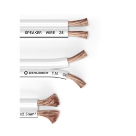 Oehlbach Speaker Wire SP-25 Stereo Hi-Fi Speaker Cable, Speaker Cable with OFC (Oxygen-Free Copper) 2 x 2.5 mm² Mini Coil Speaker Cable - White 10 Metres