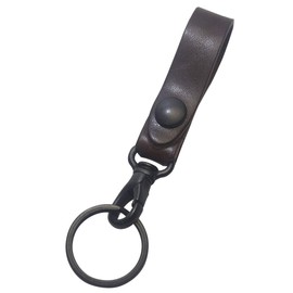 Highstyle Tochigi Leather Key Holder, Made in Japan, Mini Nascan & Independent Ring, Belt Loop Key Chain, black/dark brown