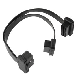 Futheda OBD-II OBD2 16-poliges Splitter-Y-Verlängerungskabel – 1 Stecker auf 2 Buchsen, OBD2 Auto-Diagnose-Verlängerungskabel – 16-poliges Kabel mit flachem Nudelkabel, 30 cm