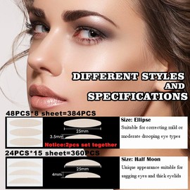 Eyelid Tape About 384 Sheets for Hooded Eyes Invisible Waterproof Single Eyelid Droopy Eyes Eyelid Lifter Strips (elliptic Type)