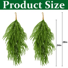 2 Pcs Artificial Christmas Teardrop Swag- 28" Faux Pine Needles Teardrop Door Swag- Christmas Norfolk Greenery Teardrop Wreath for Xmas Holiday Door Table Mantle Fireplace Indoor Outdoor Decor