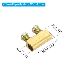 PATIKIL Steel Wire Rope Cable Clamp, 25 Pack M3 Double Hole Wire Rope Clips 3.0mm Line Hole with End Screw Stopper Gold Tone