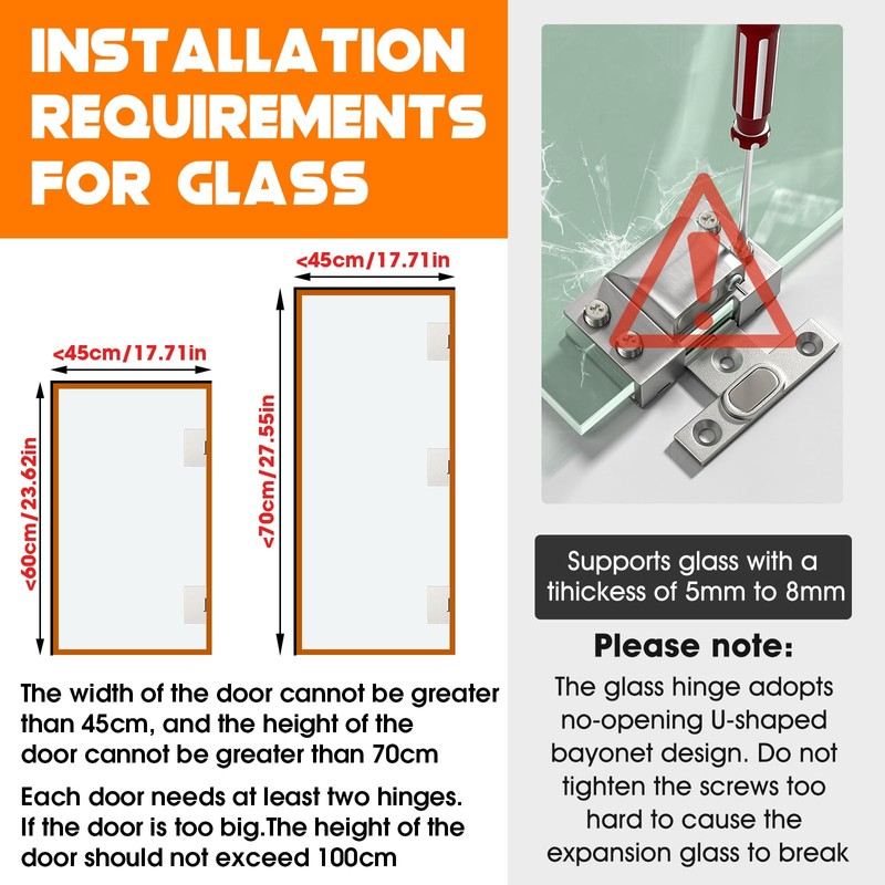 Mdkave Glass Door Hinges,Soft Close Hinges for Glass Cabinet Doors,304