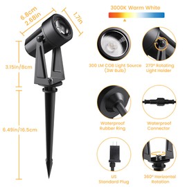 Pogestrand Low Voltage Landscape Lighting,4 Pack Outdoor LED Landscape Spotlights with Transformer 27V Garden Lights Pathway Lights IP65 Waterproof 3000K Warm White