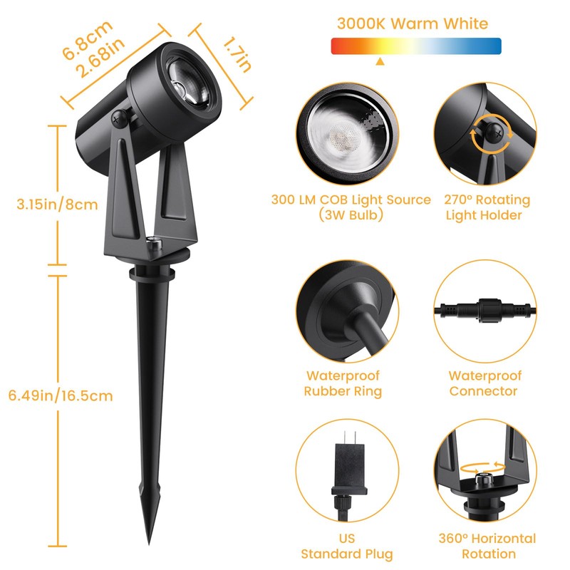 Pogestrand Low Voltage Landscape Lighting,4 Pack Outdoor LED Landscape Spotlights