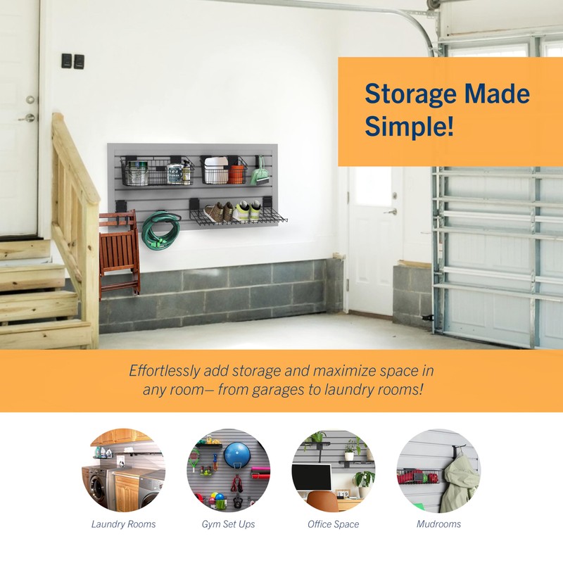 HandiSOLUTIONS 4x2 Framed HandiWALL Kit, Gray PVC Slatwall Garage Wall