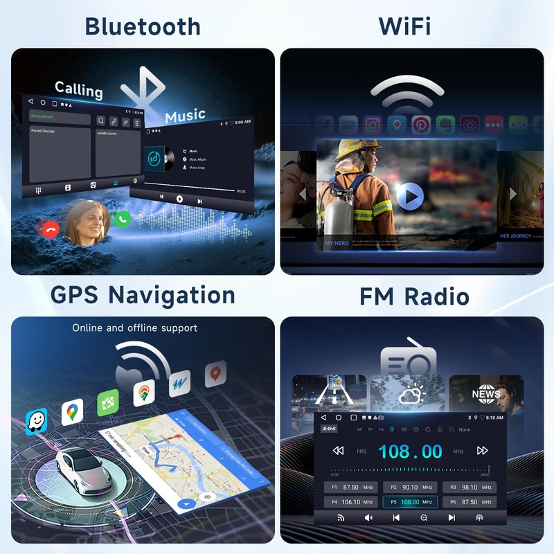 4 Core+64G Android 13 Car Stereo for Fiat 500 2007-2015,