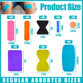 Lounsweer 720 Pcs Variety Bandages Pack Assorted Sizes Fingertip Bandages Waterproof Bandages Breathable Adhesive Bandages Bulk for First Aid Wound Care Scrapes Blister (Vivid Color)
