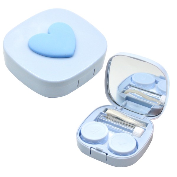 SwirlColor Contact Lens Case, New Cute Love Heart Portable Contact Lens Travel Case with Mirror Contact Lense Case for Women Kids