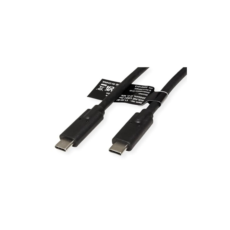 ROLINE USB4 Gen2x2 Cable, C-C, ST/ST, 20Gbit/s, 100W, Black, 2