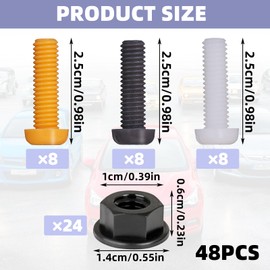 Number Plate Bolts and Nuts,48 Pcs Car Number Plate Screws and Caps,Number Plate Fixing Kit for Car Truck Caravan Motorcycle Bike Motor Fixing and Repair