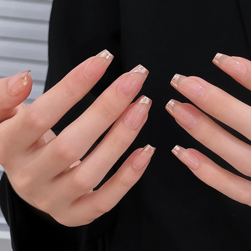 Pure Handmade Nails Press on Nail Reusable Fake Nails Golden