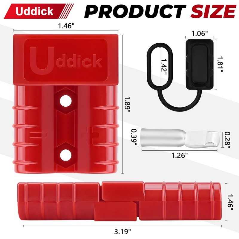 Uddick 6PCS 50A 6-10 Gauge Battery Cable Quick Connect/Disconnect Connector